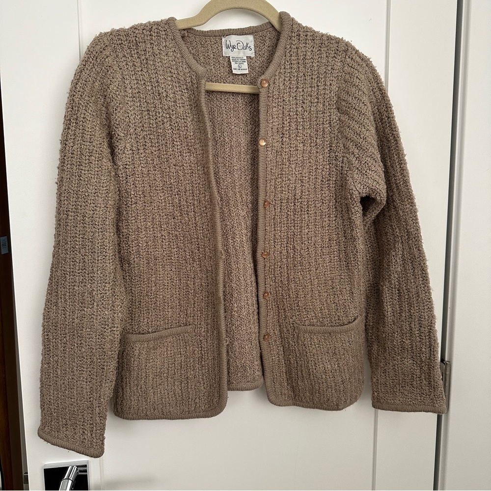 Vintage Wye Oaks beige boucle cardigan size large